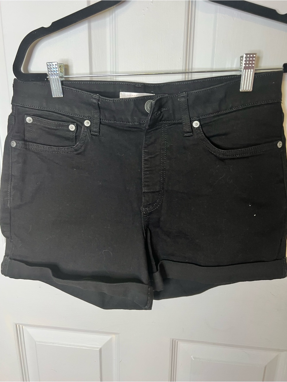 LC Lauren Conrad Black Rolled Hem Denim Shorts